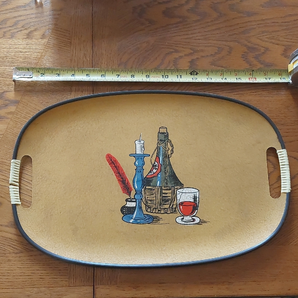 Vintage MCM Serving Tray with Artistic Design